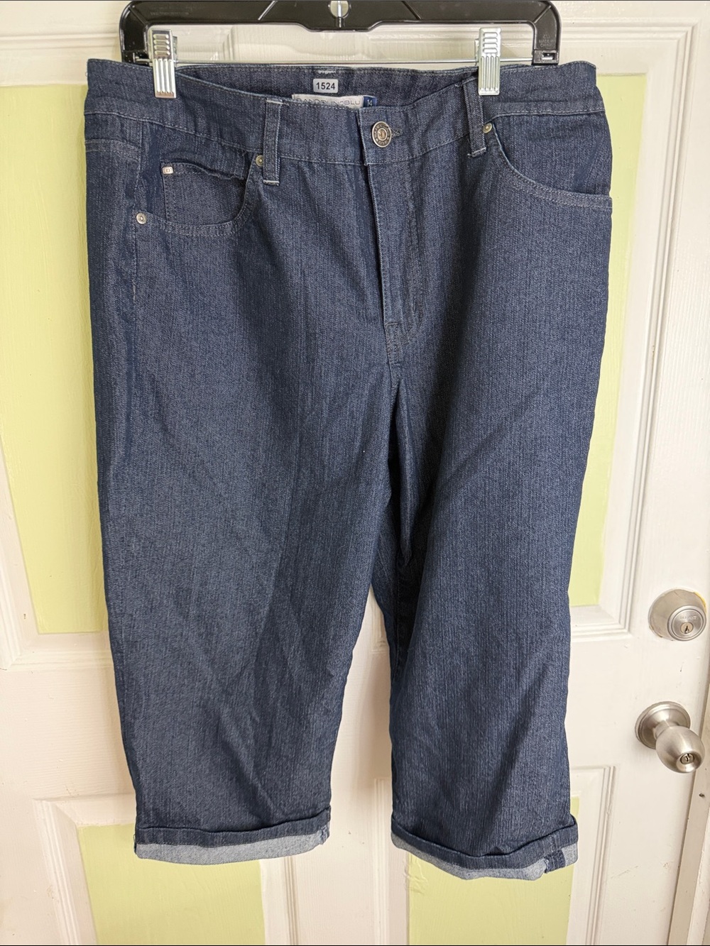 (1524) High-Rise Women's Mandie Cropped Denim Jeans in Dark Blue, Size: 14